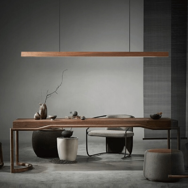 Adjustable Wood LED Bar Pendant for Dining Rooms