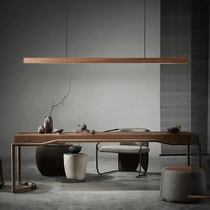 Adjustable Wood LED Bar Pendant for Dining Rooms