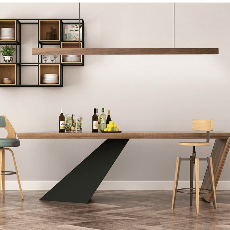 Adjustable Wood LED Bar Pendant for Dining Rooms