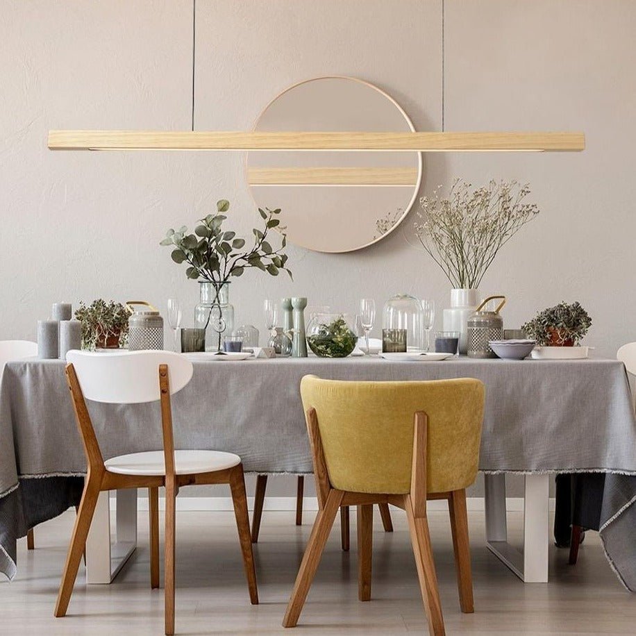 Adjustable Wood LED Bar Pendant for Dining Rooms