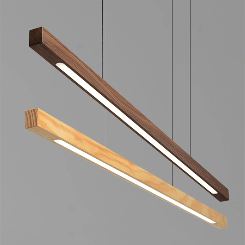 Adjustable Wood LED Bar Pendant for Dining Rooms