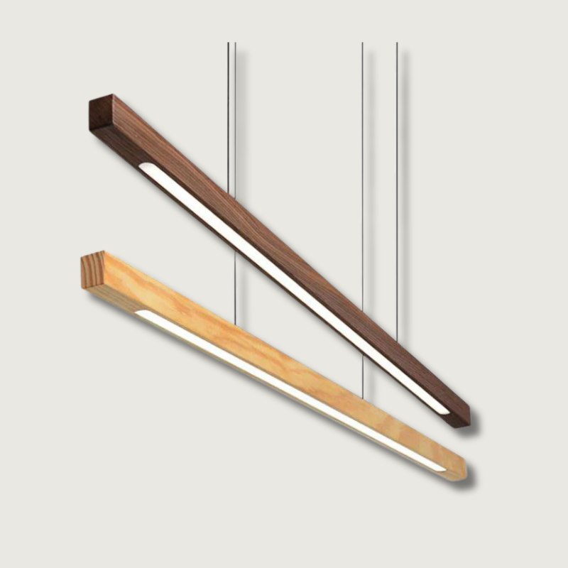 Adjustable Wood LED Bar Pendant for Dining Rooms