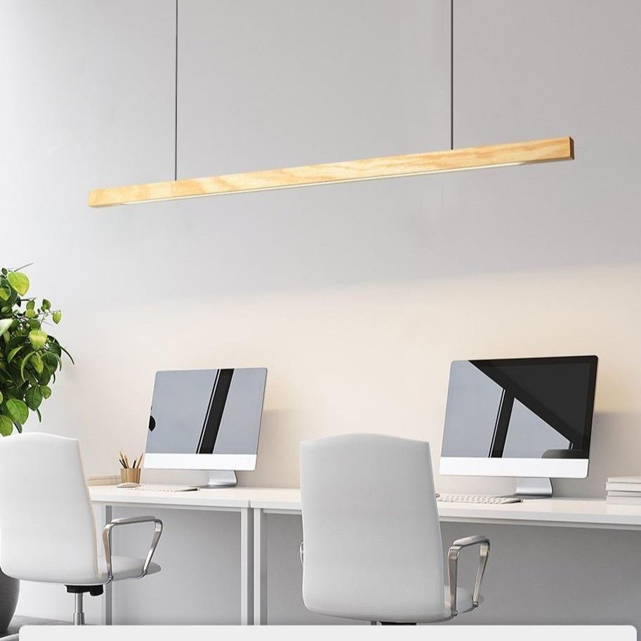 Adjustable Wood LED Bar Pendant for Dining Rooms