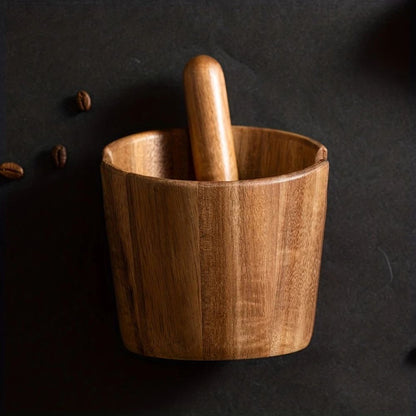 Wooden Espresso Puck Bin with Knock Bar