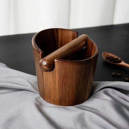 Wooden Espresso Puck Bin with Knock Bar