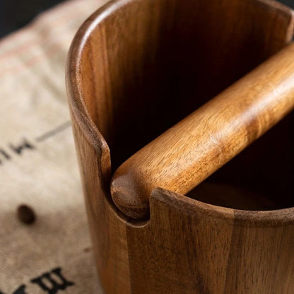 Wooden Espresso Puck Bin with Knock Bar