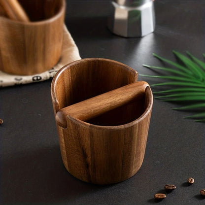 Wooden Espresso Puck Bin with Knock Bar