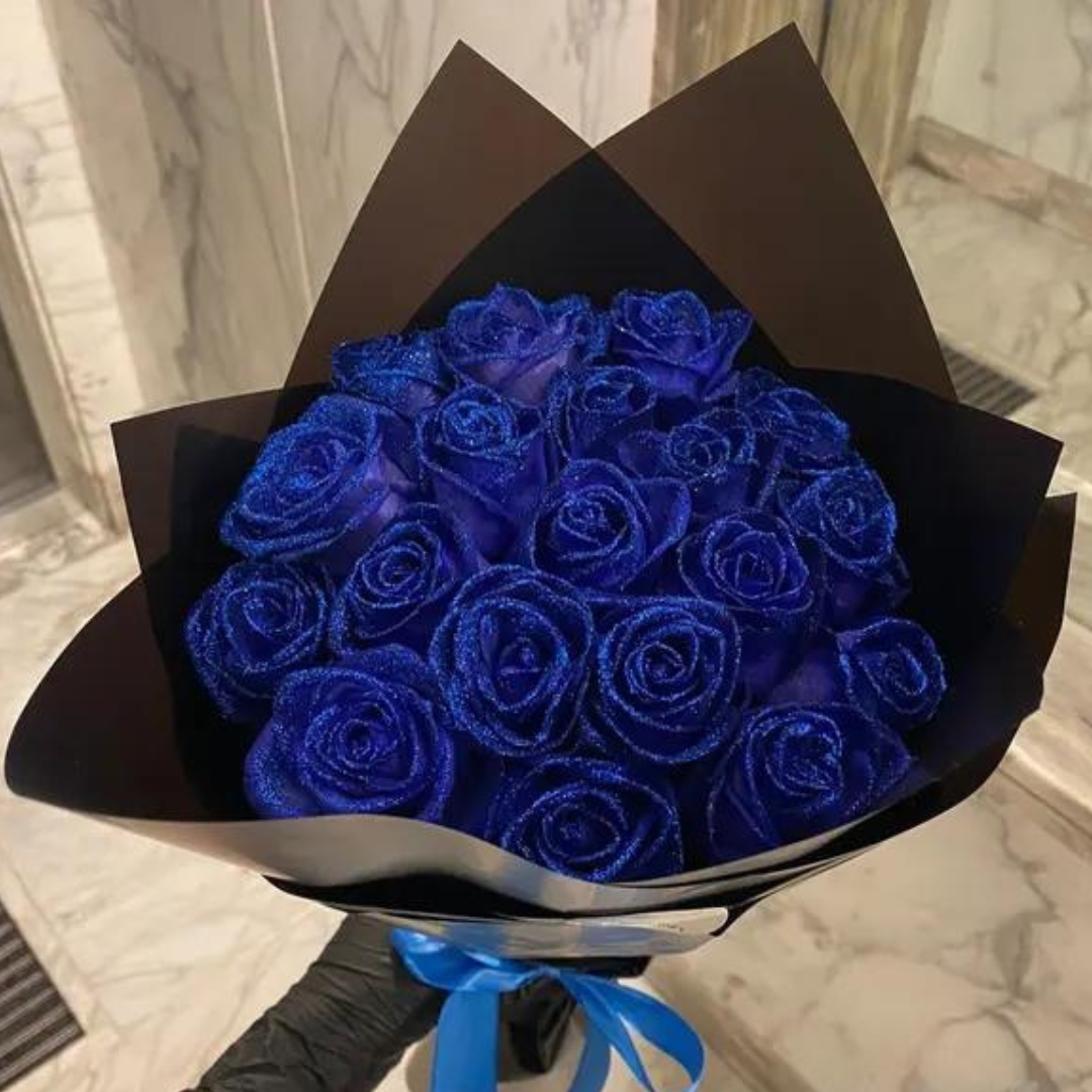Sparkling Roses Under Glass Dome with Soft LED Light