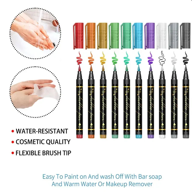 Festivel Hot SALE 60% OFF - 10 Colors Temporary Tattoo Markers Set