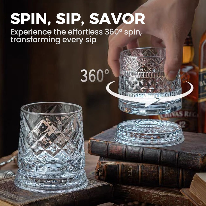 New Year Hot Sale 49% OFF360° Rotating Whiskey Glass Tumbler