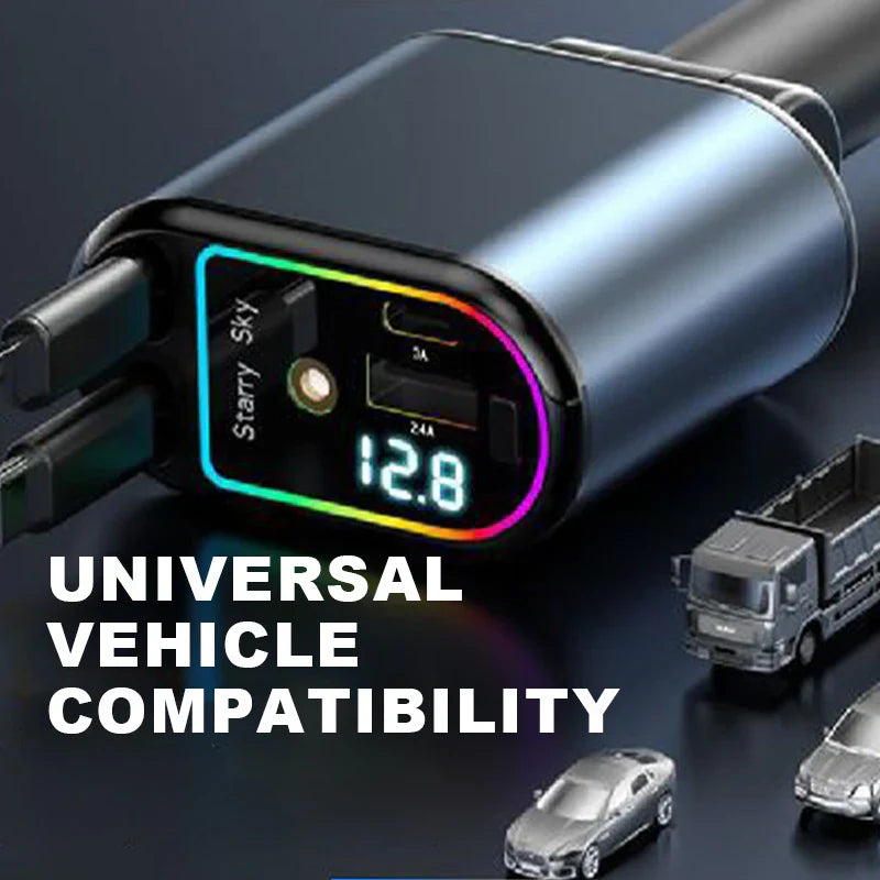 Starlight Car Charger Retractable Design, Fast Charge & Tangle-Free