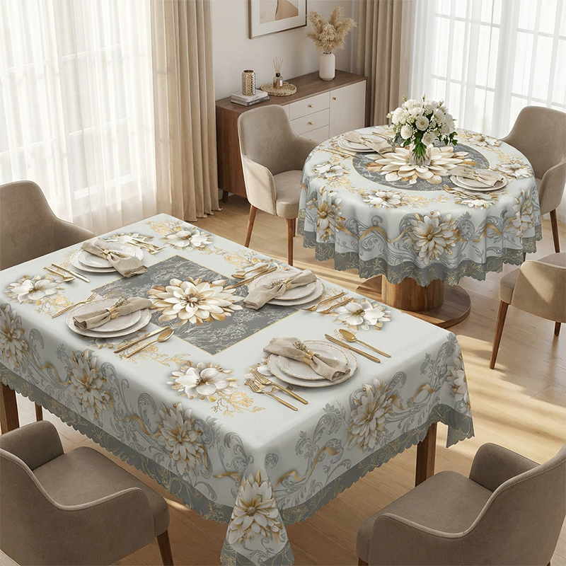 Limited-time 50% offElegant Waterproof Embossed Floral Tablecloth