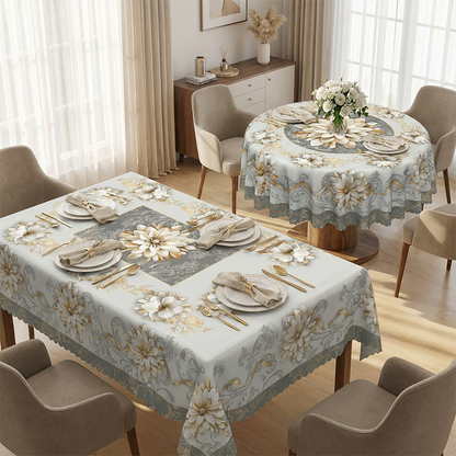 Limited-time 50% offElegant Waterproof Embossed Floral Tablecloth