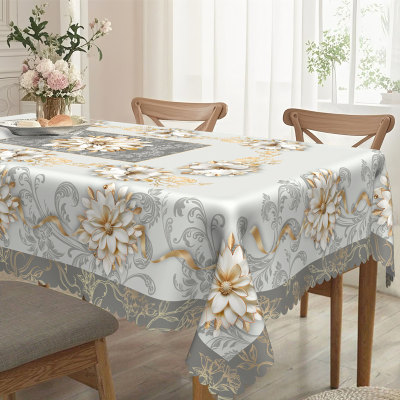Limited-time 50% offElegant Waterproof Embossed Floral Tablecloth