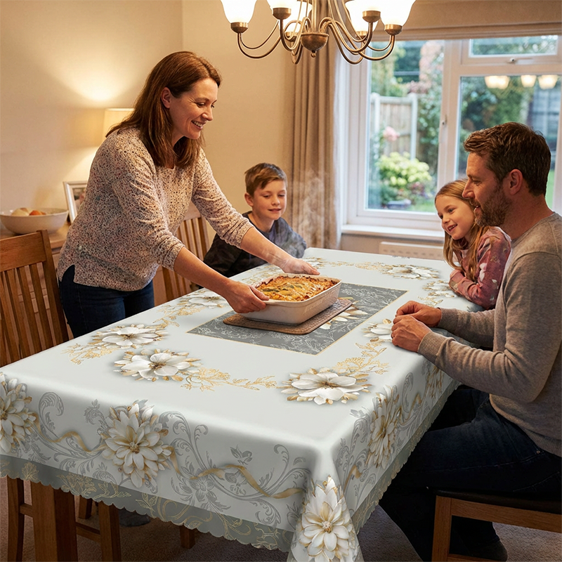 Limited-time 50% offElegant Waterproof Embossed Floral Tablecloth