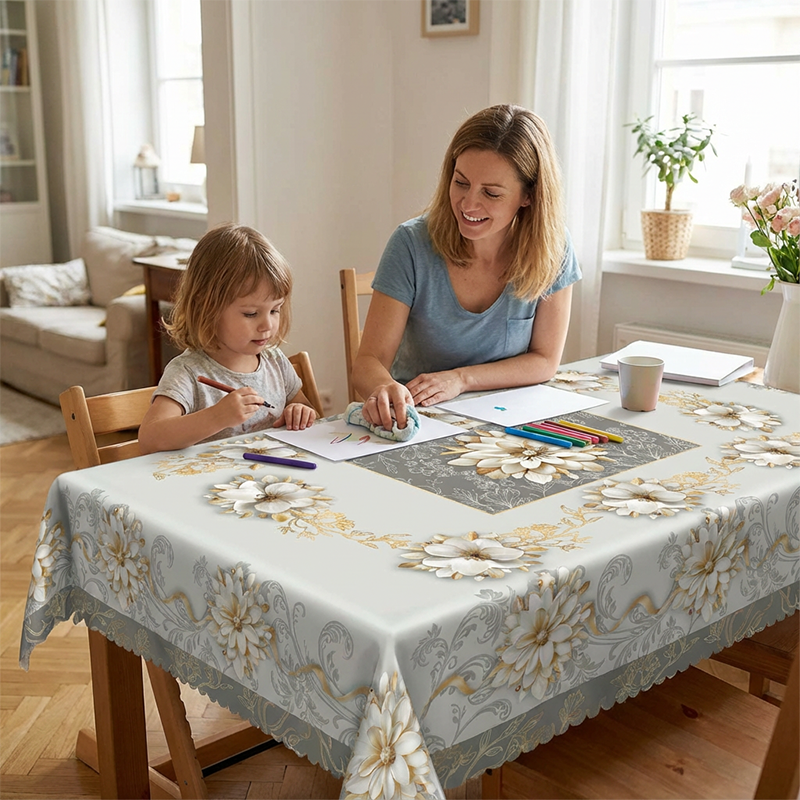 Limited-time 50% offElegant Waterproof Embossed Floral Tablecloth