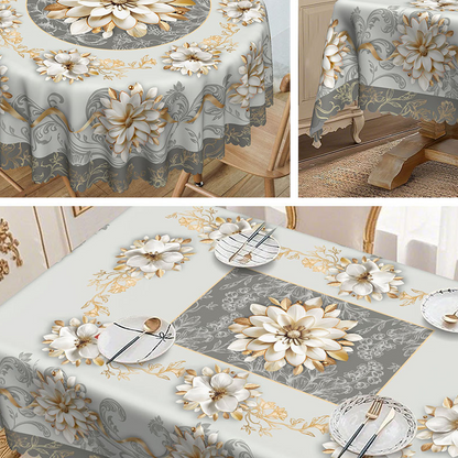 Limited-time 50% offElegant Waterproof Embossed Floral Tablecloth