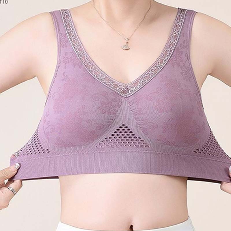 High-Support Seamless Wireless Lace Bra – Comfort & Natural Lift