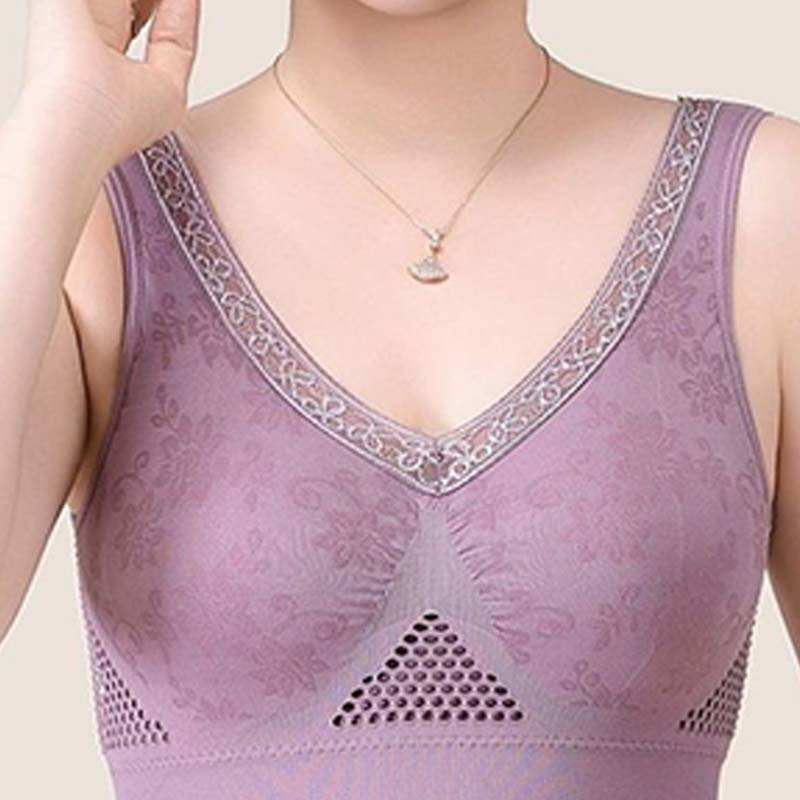 High-Support Seamless Wireless Lace Bra – Comfort & Natural Lift