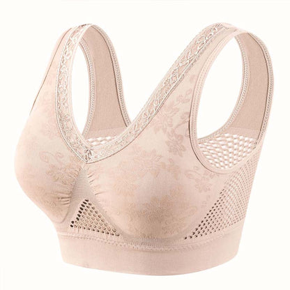 High-Support Seamless Wireless Lace Bra – Comfort & Natural Lift