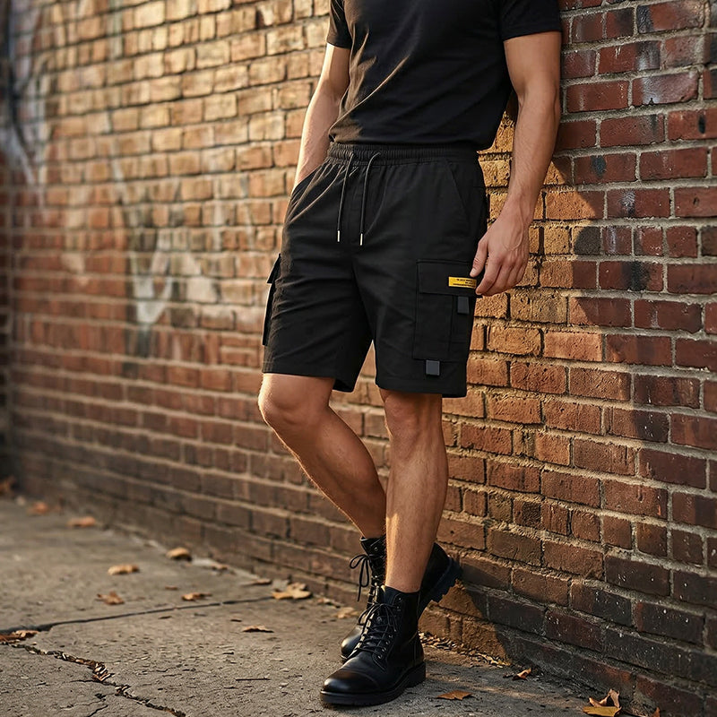 Men's Casual Cargo Shorts – Elastic Drawstring Waist & Utility Pockets