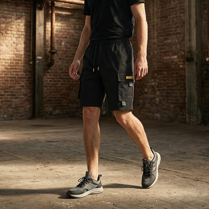 Men's Casual Cargo Shorts – Elastic Drawstring Waist & Utility Pockets