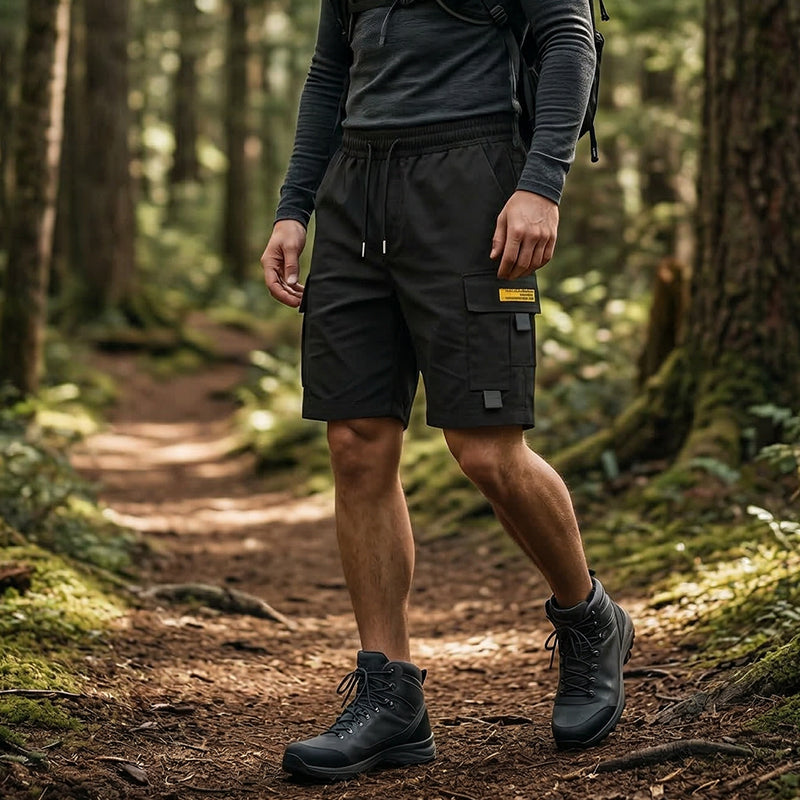 Men's Casual Cargo Shorts – Elastic Drawstring Waist & Utility Pockets