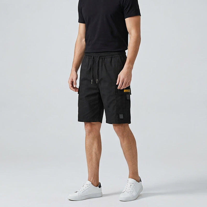 Men's Casual Cargo Shorts – Elastic Drawstring Waist & Utility Pockets