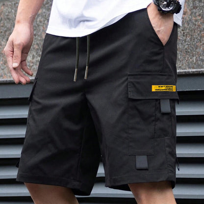 Men's Casual Cargo Shorts – Elastic Drawstring Waist & Utility Pockets
