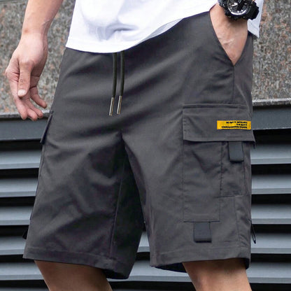 Men's Casual Cargo Shorts – Elastic Drawstring Waist & Utility Pockets
