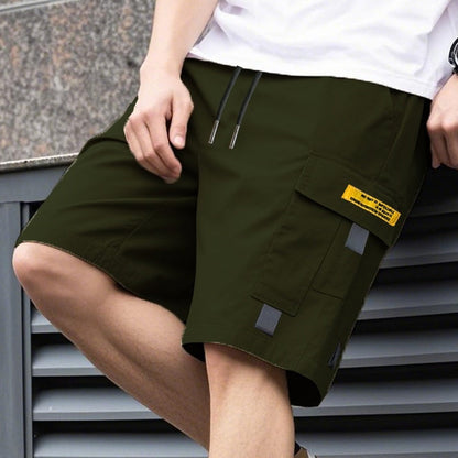 Men's Casual Cargo Shorts – Elastic Drawstring Waist & Utility Pockets