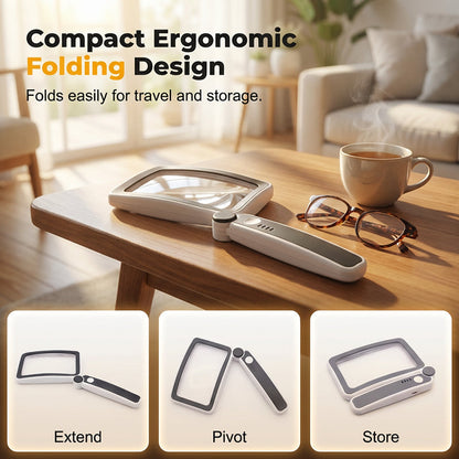 Hot Sale! Folding Handheld Magnifying Glass with LED Light for Easy Reading