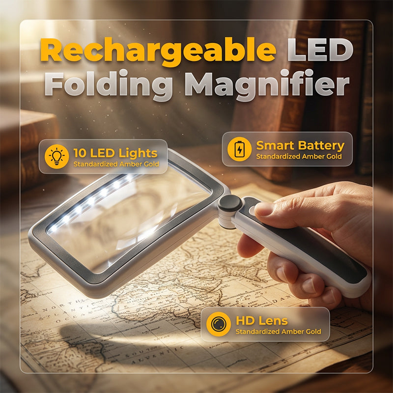 Hot Sale! Folding Handheld Magnifying Glass with LED Light for Easy Reading