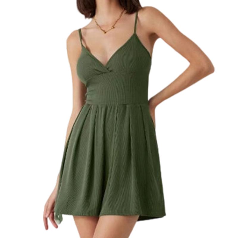 Women‘s Ribbed Knit Romper – Breathable & skin-friendly