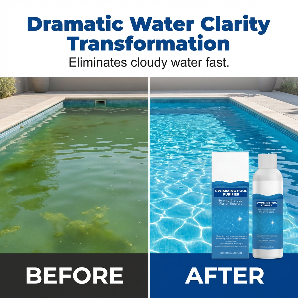 Summer Sale 50% off!Swimming Pool Purifying Liquid – Crystal Clear Water, Zero Hassle!