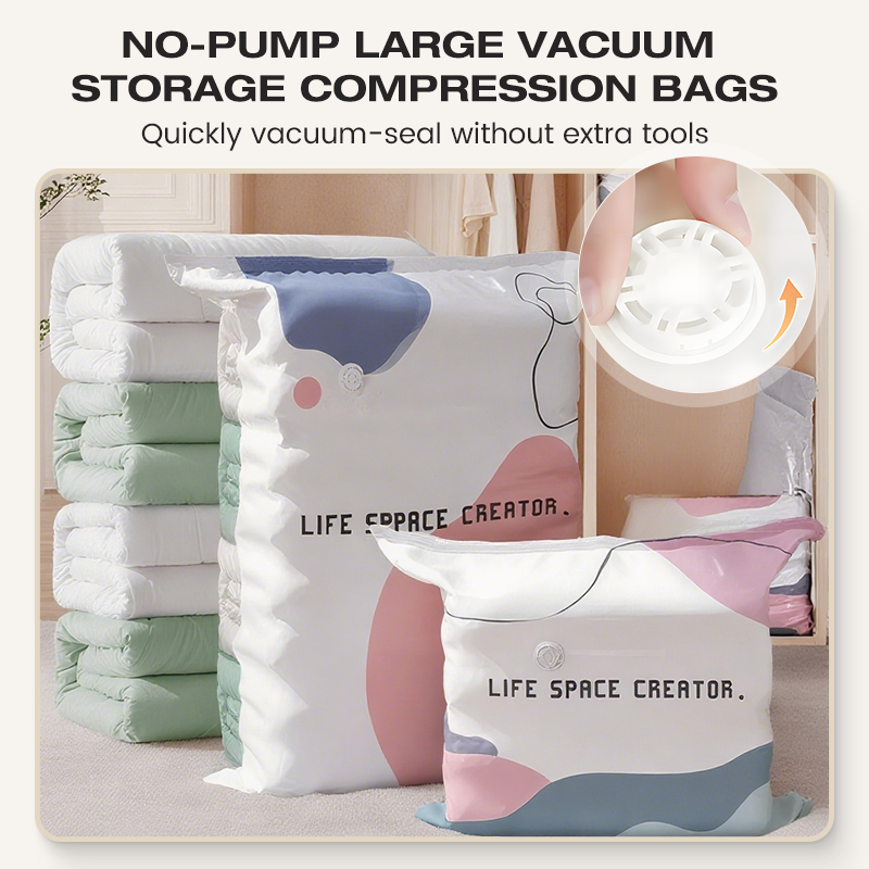 50% OFF No-Pump Large Vacuum Storage Bags – Save Space Keep Clothes Neatly Organized