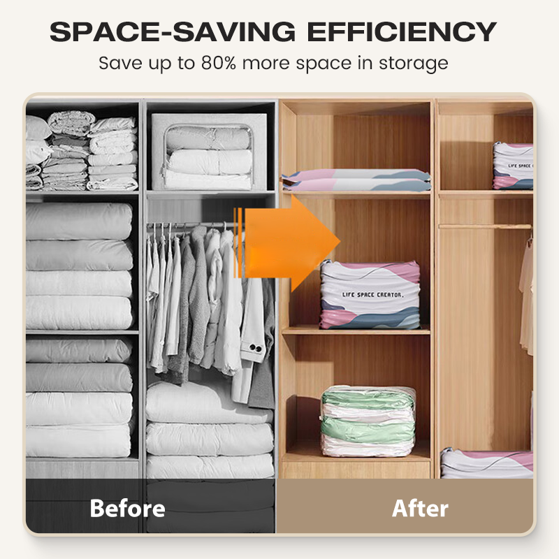 50% OFF No-Pump Large Vacuum Storage Bags – Save Space Keep Clothes Neatly Organized