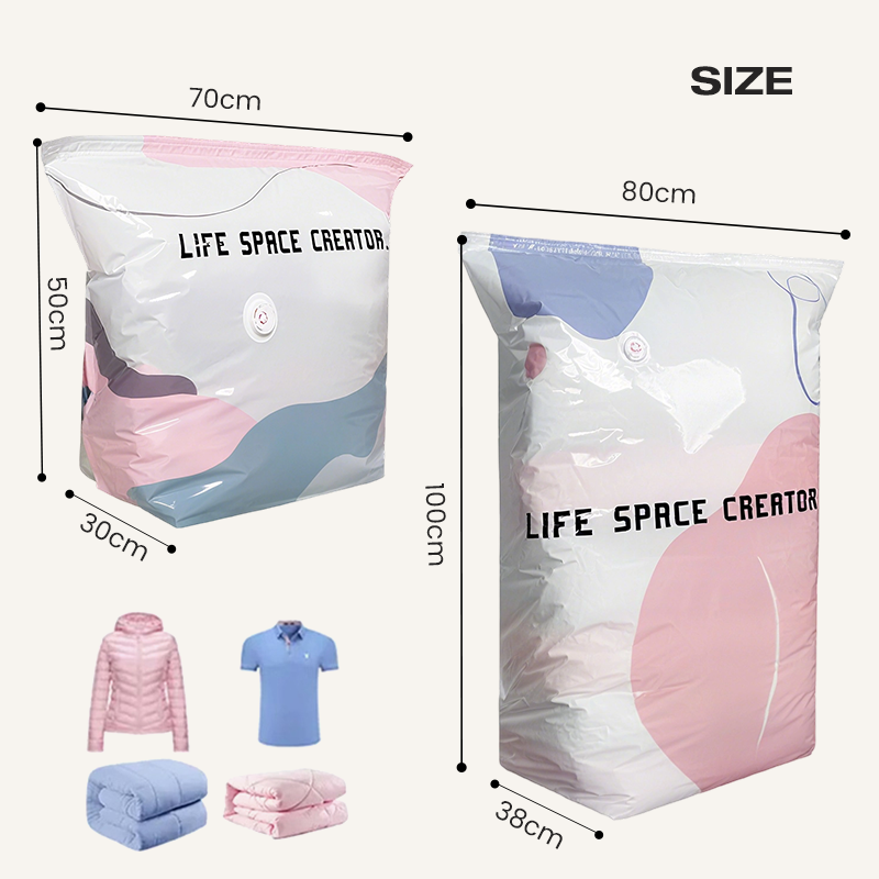 50% OFF No-Pump Large Vacuum Storage Bags – Save Space Keep Clothes Neatly Organized