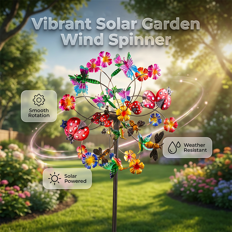 Solar-Powered Wind Spinner for Garden