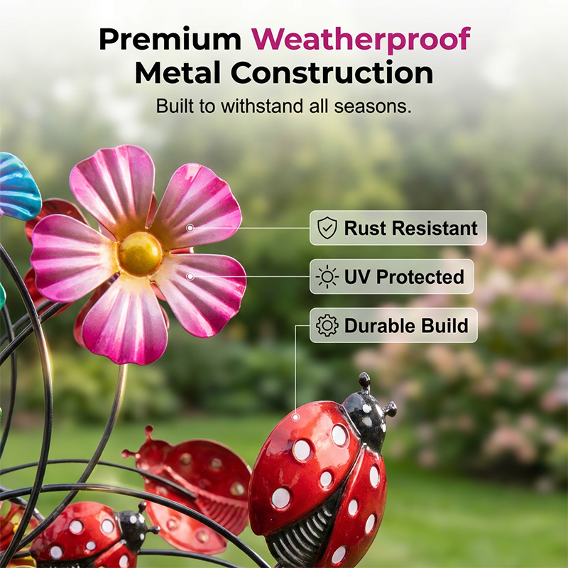 Solar-Powered Wind Spinner for Garden