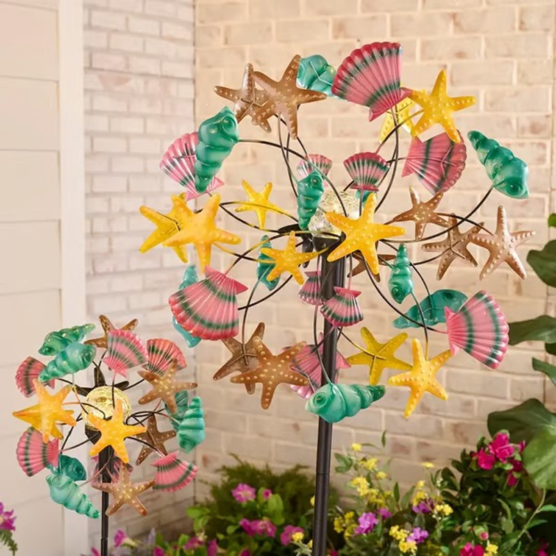 Solar-Powered Wind Spinner for Garden