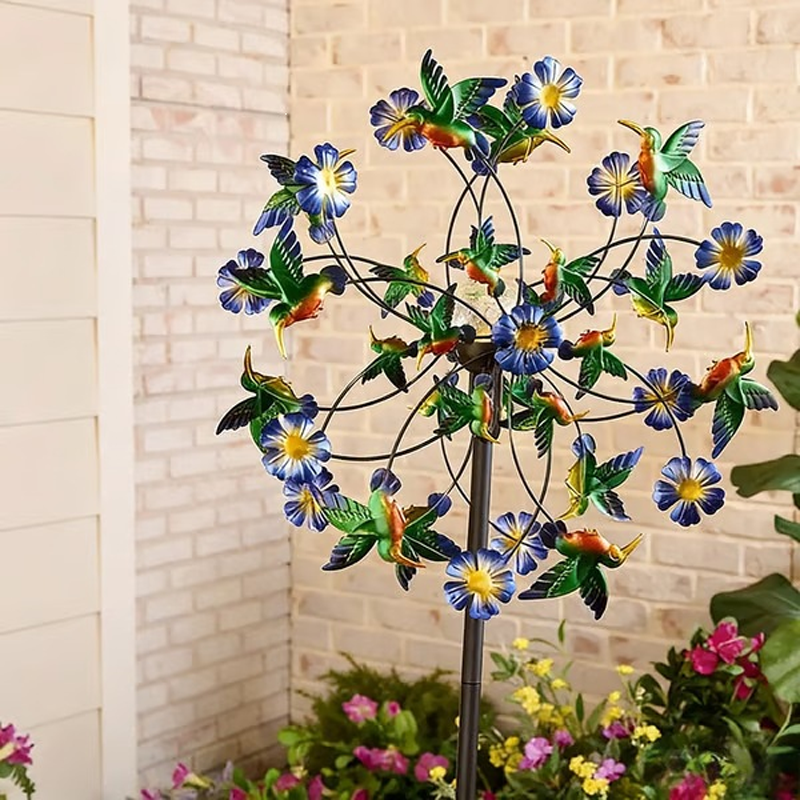 Solar-Powered Wind Spinner for Garden