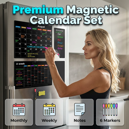 Magnetic Calendar Board with Erasable Markers