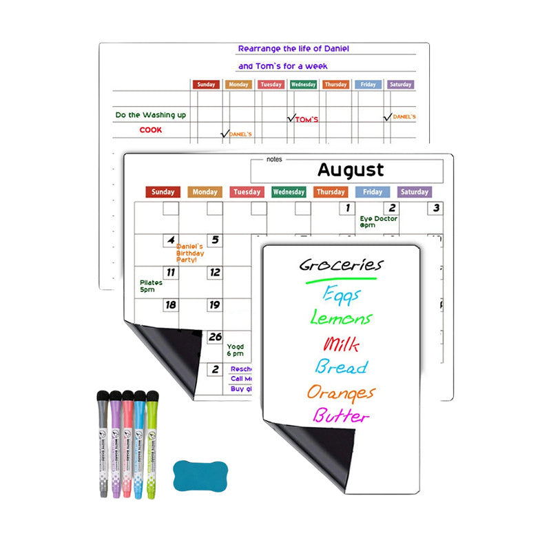 Magnetic Calendar Board with Erasable Markers