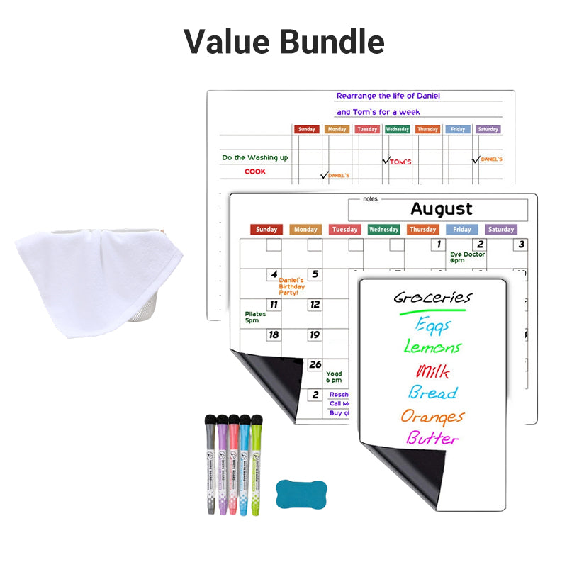 Magnetic Calendar Board with Erasable Markers