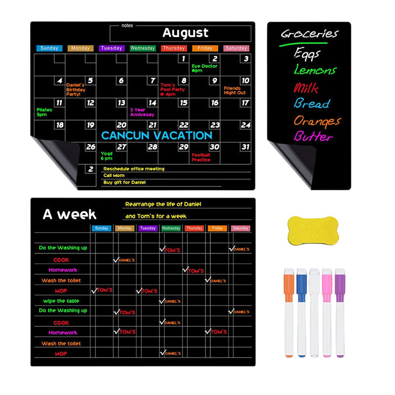 Magnetic Calendar Board with Erasable Markers