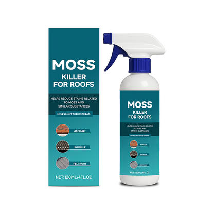 Multi-Surface Roof Moss & Algae Cleaner Spray – Spray, Rinse, and Watch It Shine! Tough on moss, gentle on plants – a cleaner roof in minutes.