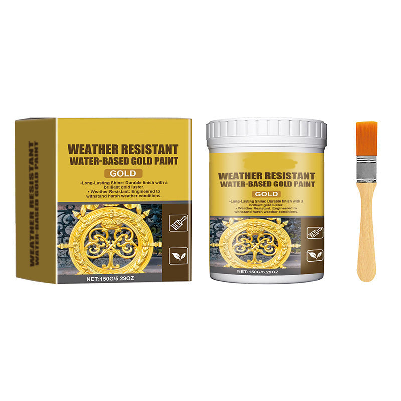 50% OFF NOW! Weather-Resistant Gold Paint – Rich Foil Effect, Fast-Drying – For Wood, Metal & Stone