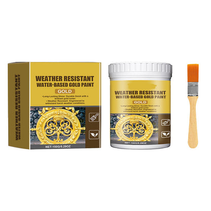 50% OFF NOW! Weather-Resistant Gold Paint – Rich Foil Effect, Fast-Drying – For Wood, Metal & Stone