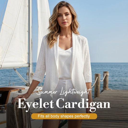 Women's Summer Lightweight Eyelet Cardigan – Breathable, Open, Stylish Cover-Up
